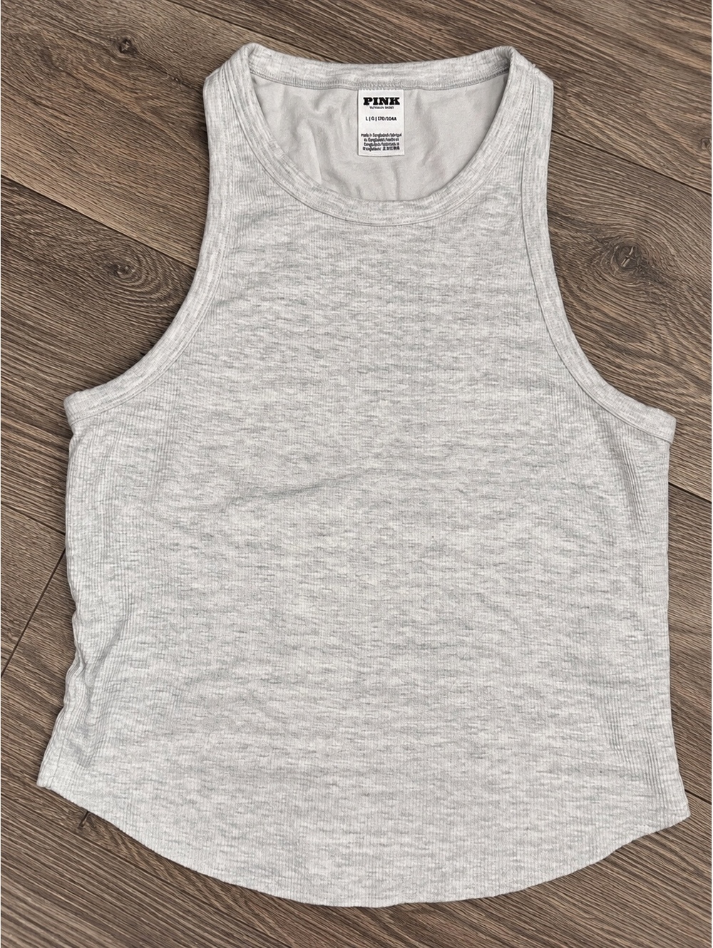 PINK Victoria's Secret Light Gray Ribbed Tank Top Size Large